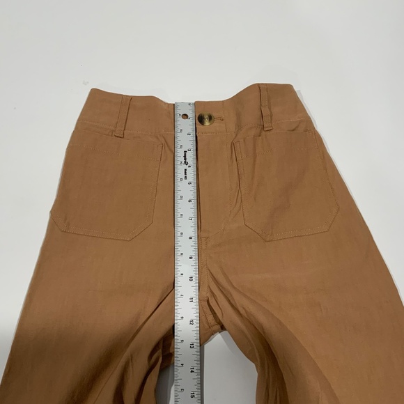 Anthropologie Maeve Colette Linen Crop Wide-Leg Pants Camel Brown 26 - Picture 9 of 12